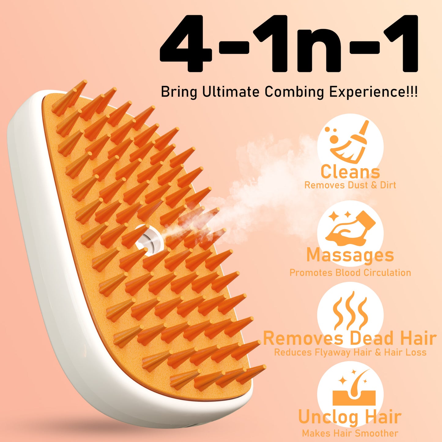 4-in-1 Cat Steam Brush - Anti-Static Grooming Spray Comb for Shedding