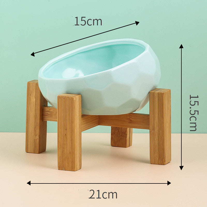 Elevated Ceramic Pet Bowl - Raised Cat & Dog Food Bowl with Stand