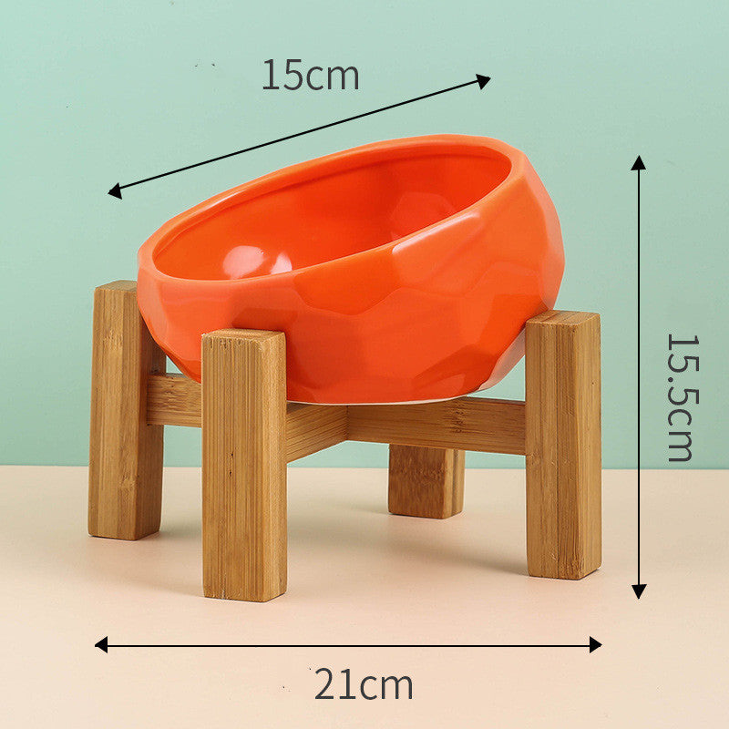 Elevated Ceramic Pet Bowl - Raised Cat & Dog Food Bowl with Stand