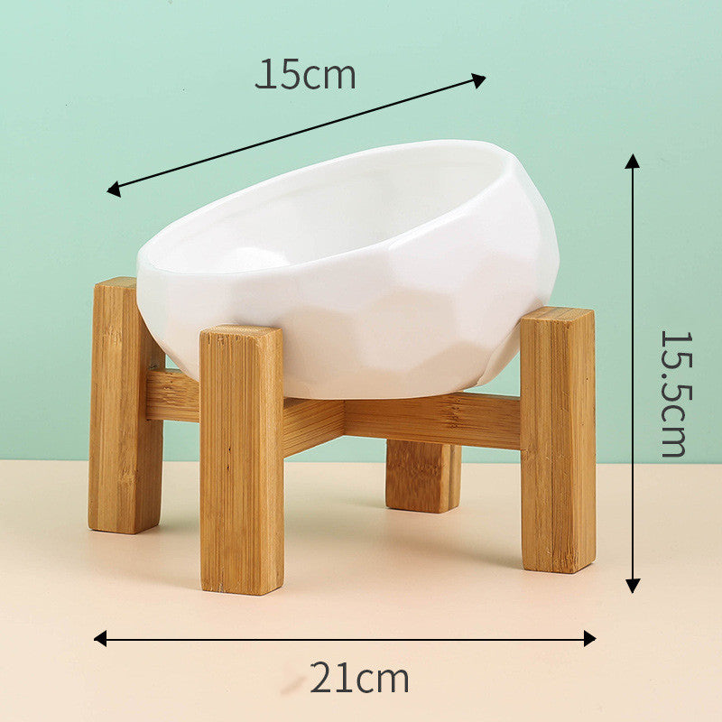 Elevated Ceramic Pet Bowl - Raised Cat & Dog Food Bowl with Stand