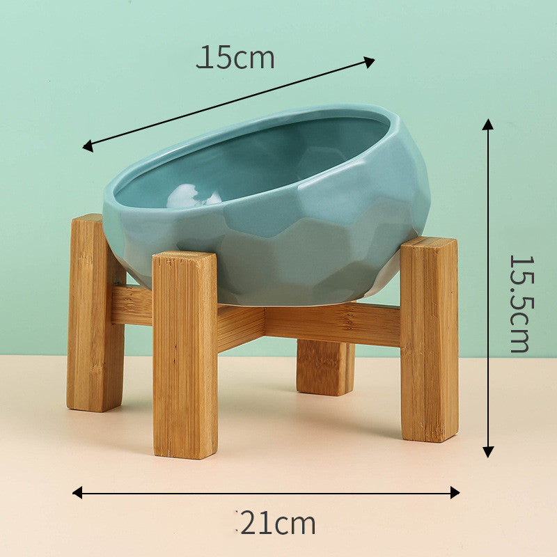Elevated Ceramic Pet Bowl - Raised Cat & Dog Food Bowl with Stand